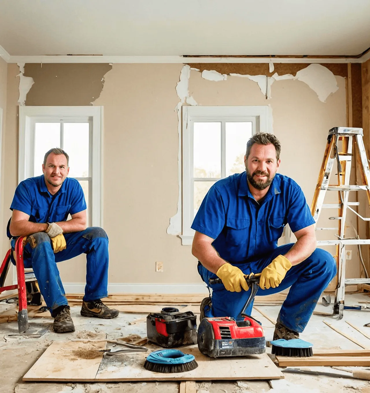 Kitchen fitters on site during an installation